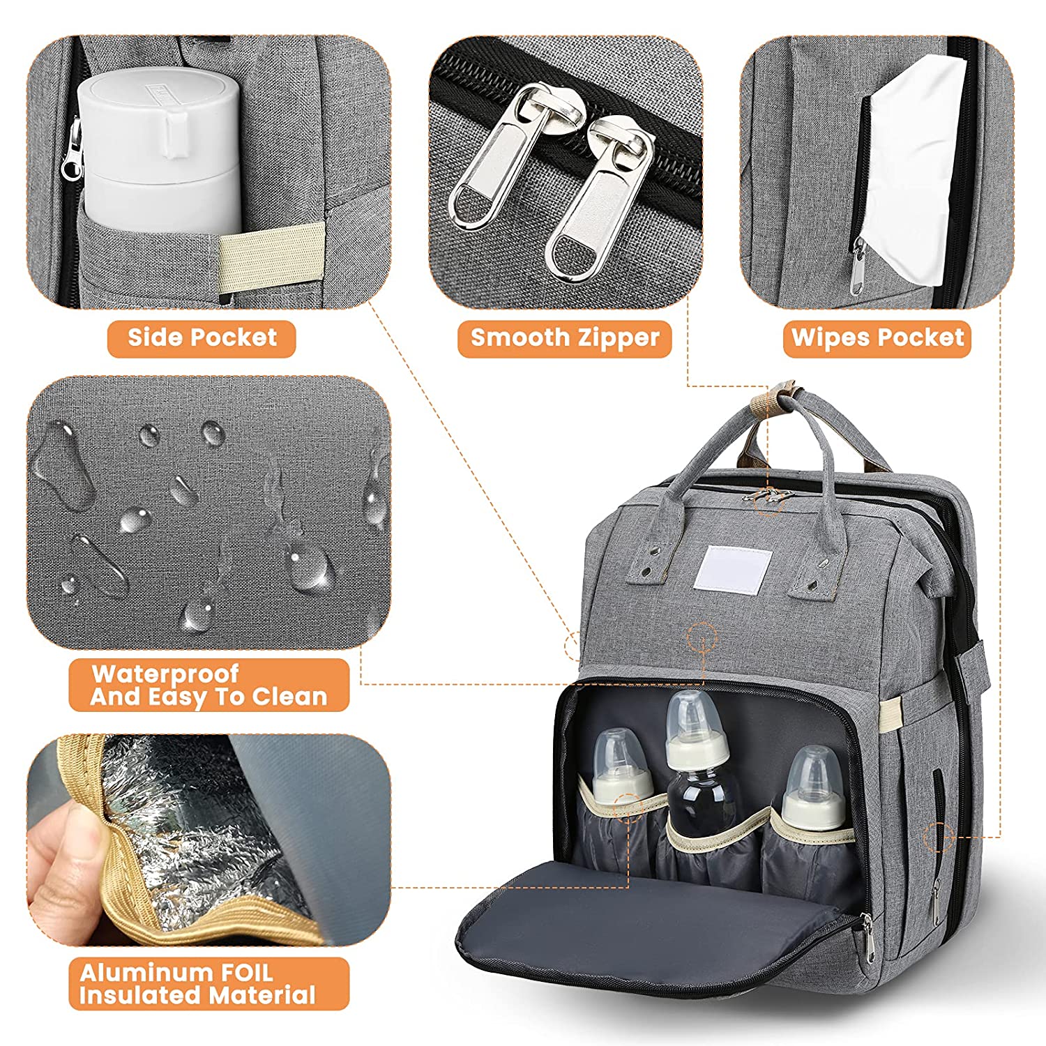 Active Mom Essentials | Multifunctional Diaper Backpack with Portable Cradle | Stylish and Practical for On-the-Go Parenting 2