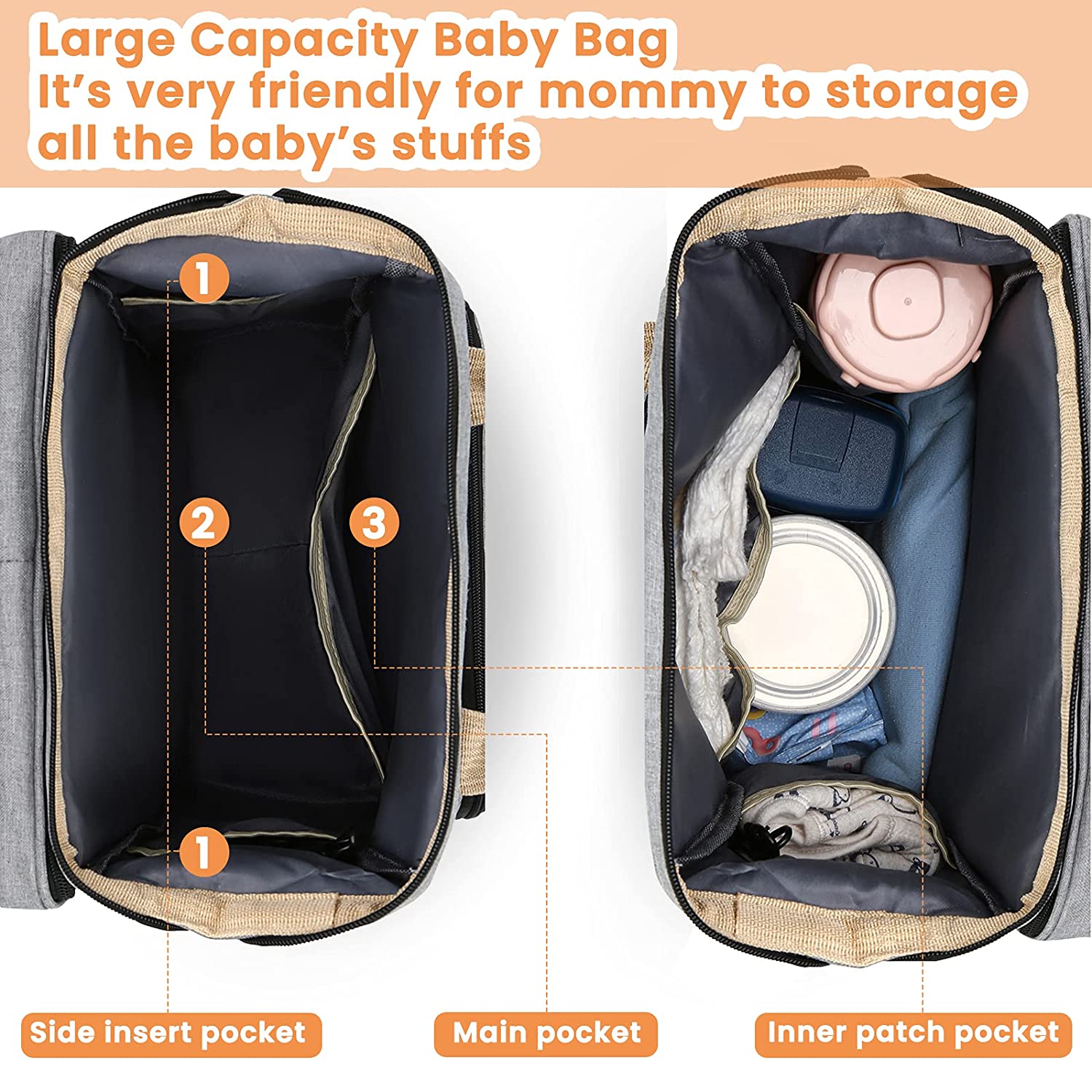 Active Mom Essentials | Multifunctional Diaper Backpack with Portable Cradle | Stylish and Practical for On-the-Go Parenting 3