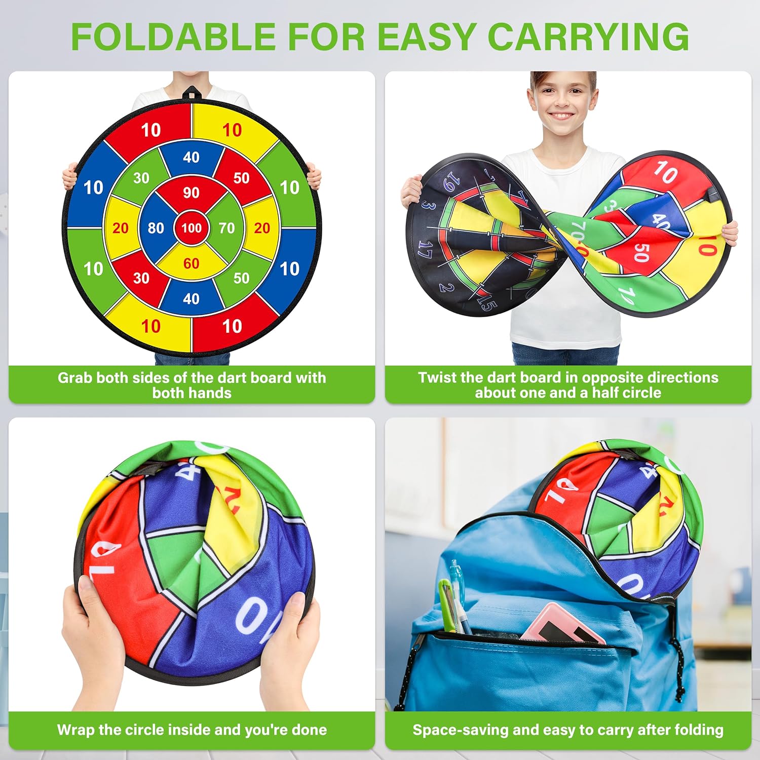 Fun Darts Game for Kids | Double-Sided Dartboard with Educational Features | Safe and Portable for Ages 3-12 3