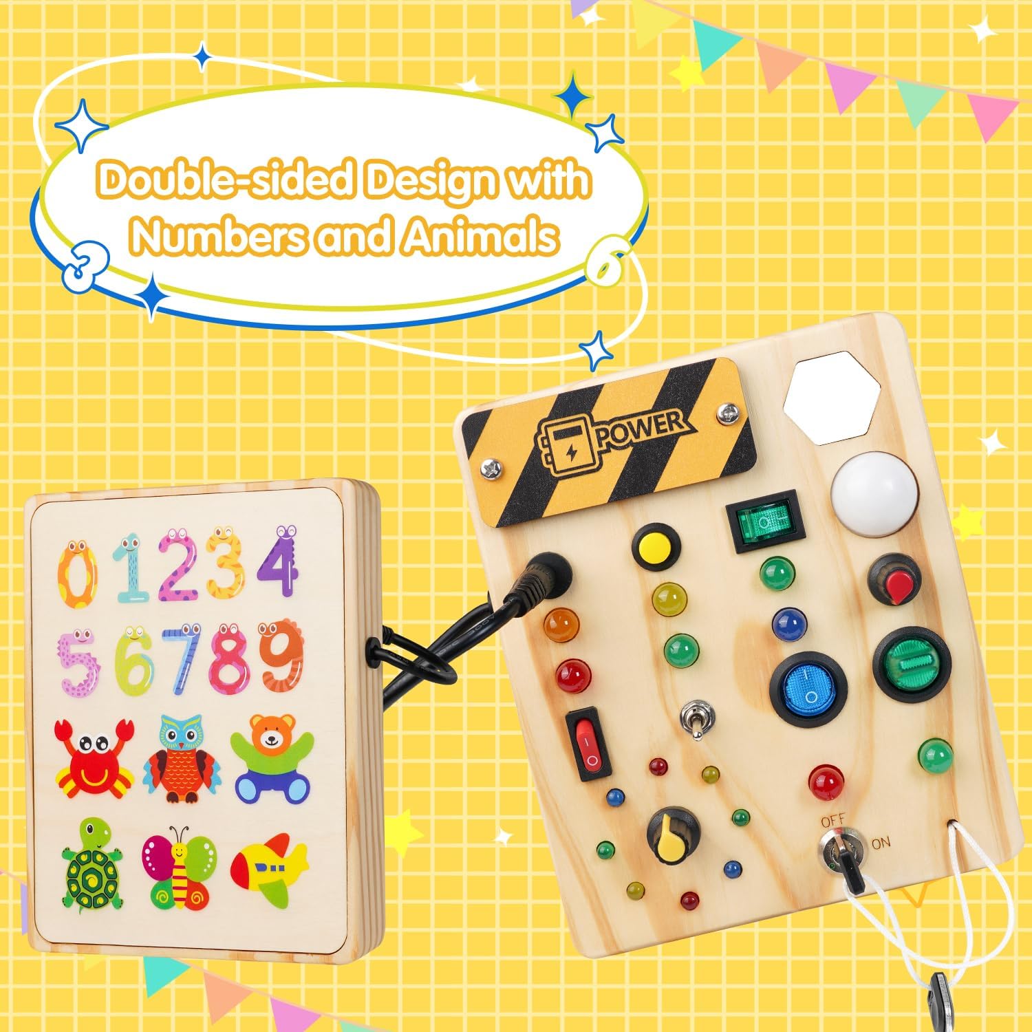 Interactive Montessori Bulletin Board with LED Lights for Toddler Learning 2