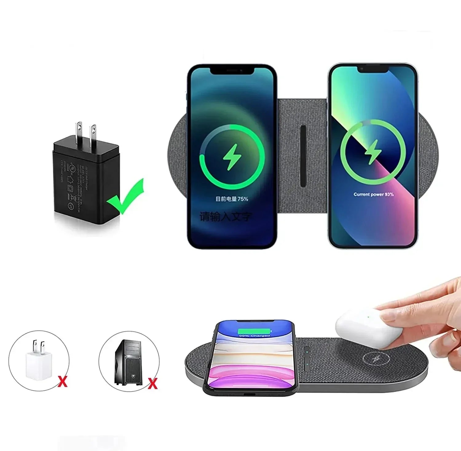 DazzleCharge | 40W Dual Wireless Charging Station with Fast Charging Capability | Sleek Design for Home and Office 2