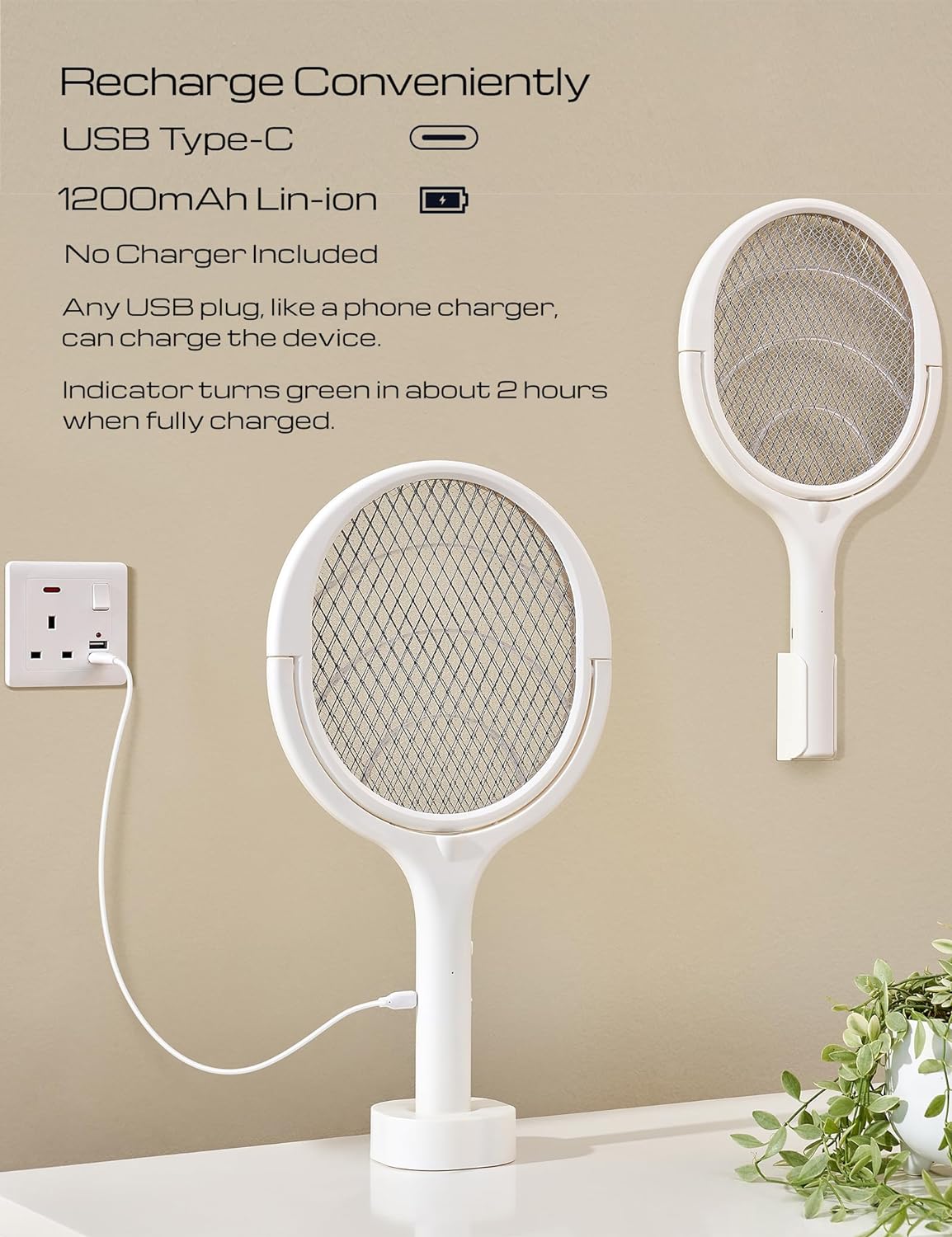 Eco-Friendly Electric Fly Racket with 90° Rotating Head | Powerful Insect Elimination Tool 3