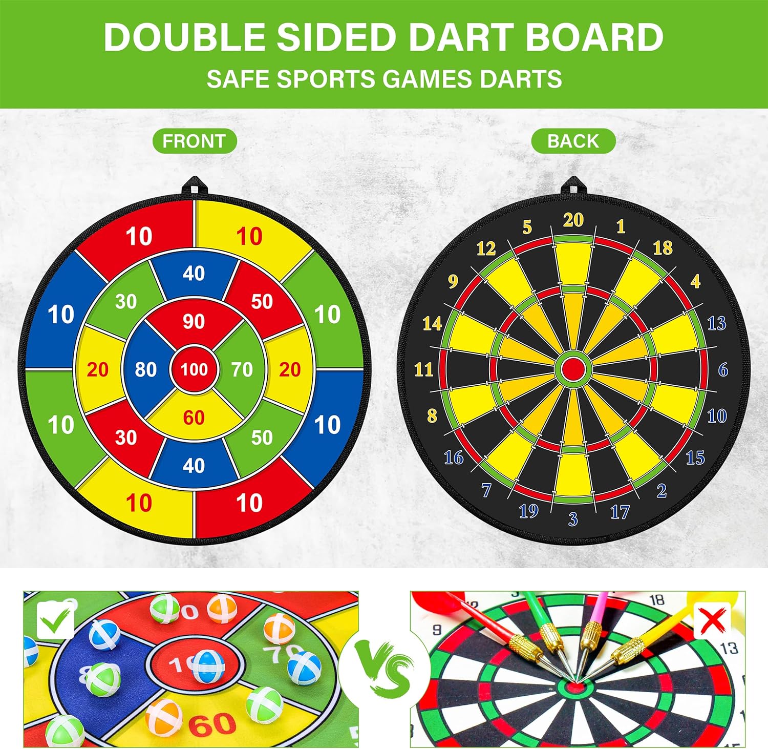 Fun Darts Game for Kids | Double-Sided Dartboard with Educational Features | Safe and Portable for Ages 3-12 4