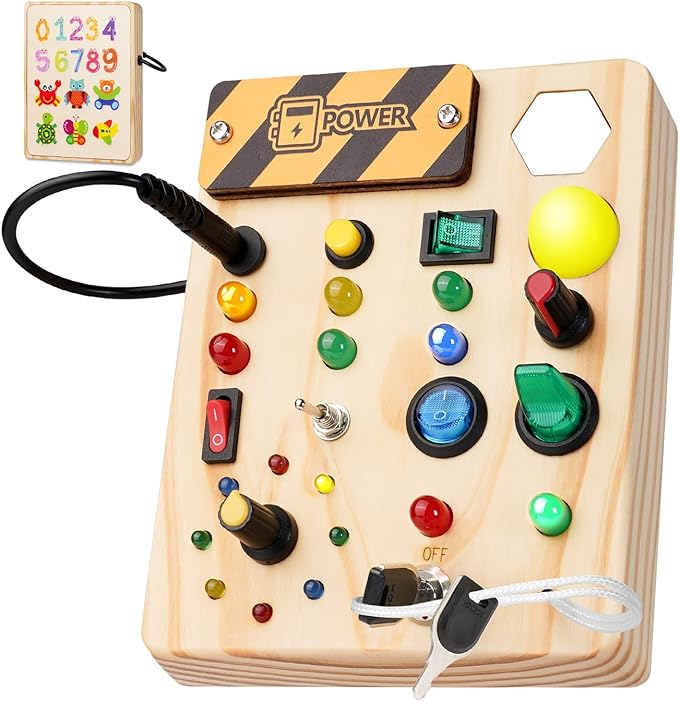 Interactive Montessori Bulletin Board with LED Lights for Toddler Learning 0