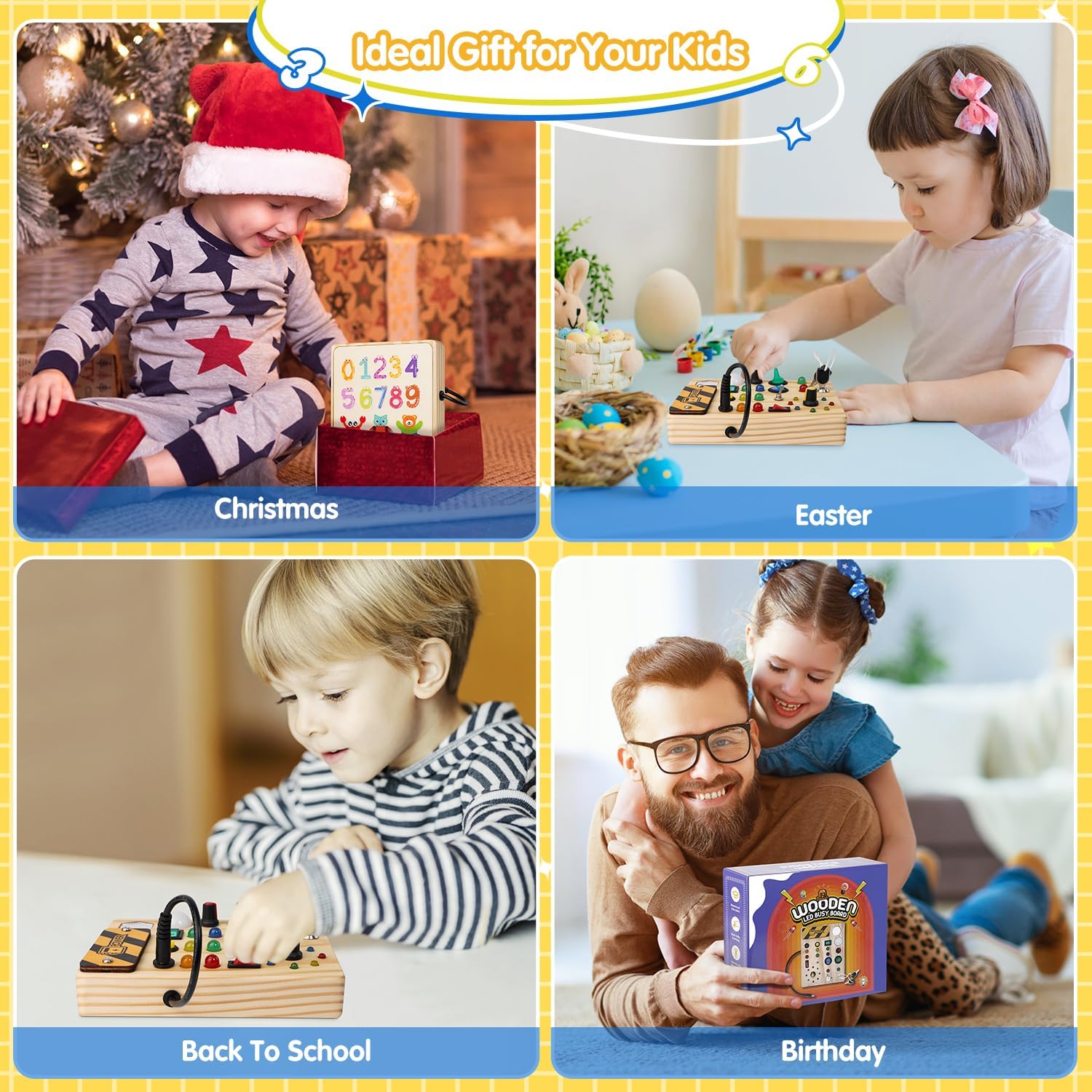 Interactive Montessori Bulletin Board with LED Lights for Toddler Learning 7
