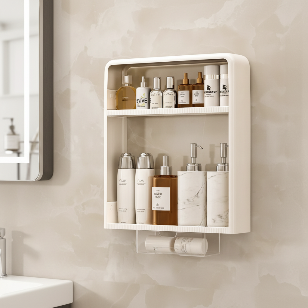 Minimalist Bathroom Shelf | Self-Adhesive Shower Shelf with Water-Resistant Design | Space-Saving Storage for a Clutter-Free Space 1