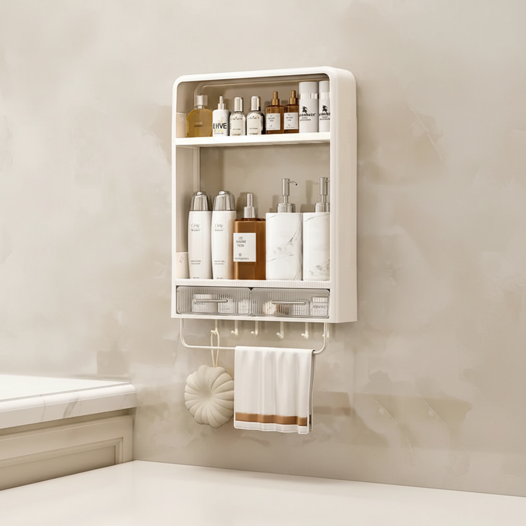 Minimalist Bathroom Shelf | Self-Adhesive Shower Shelf with Water-Resistant Design | Space-Saving Storage for a Clutter-Free Space 5