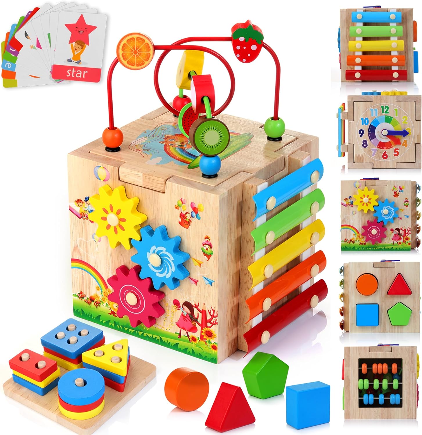 Montessori Activity Cube | 8-in-1 Educational Toy with Maze & Xylophone | Motor Skills Development for Babies 1